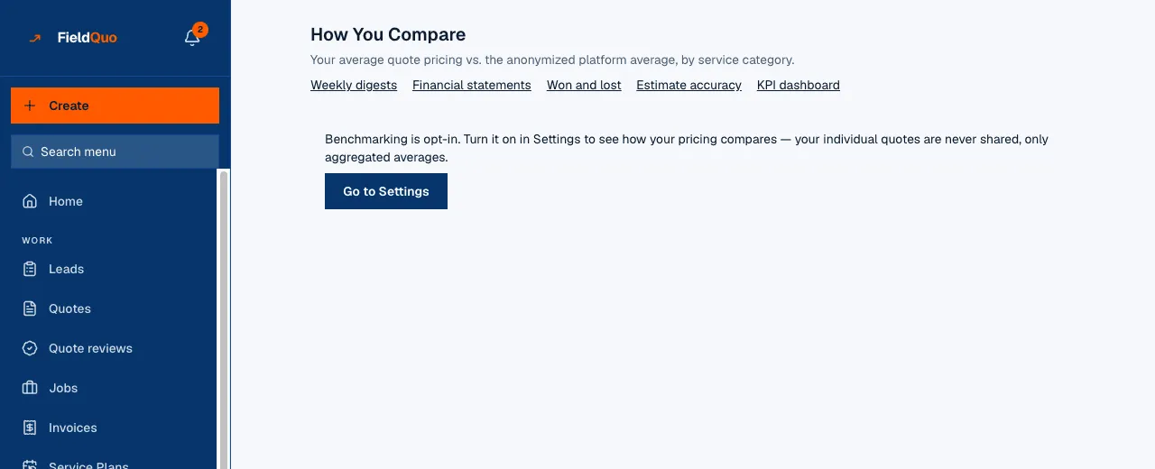 How You Compare, before opting in: the explanation that benchmarking is opt-in and the link to Settings